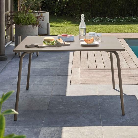 Table de jardin carrée en acier taupe - Oviala Palavas