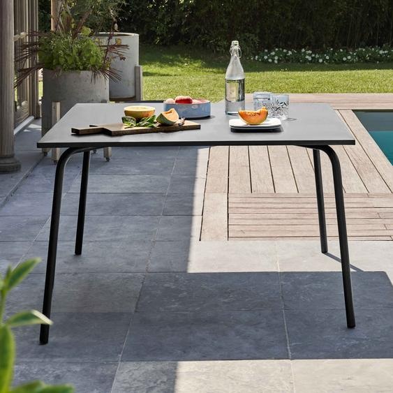 Table de jardin carrée en métal anthracite - Oviala Palavas