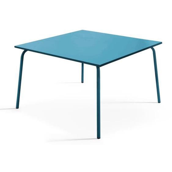 Table de jardin carrée en métal bleu pacific
