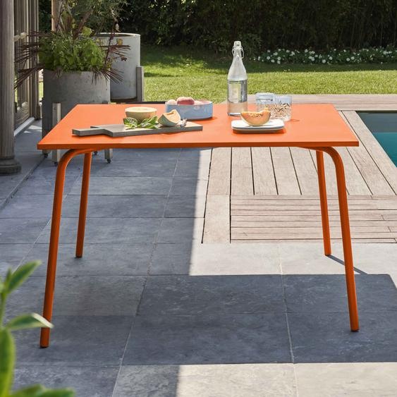 Table de jardin carrée en métal orange - Oviala Palavas