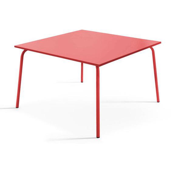 Table de jardin carrée en métal rouge