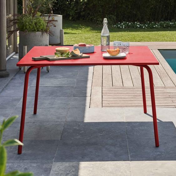 Table de jardin carrée en métal rouge - Oviala Palavas