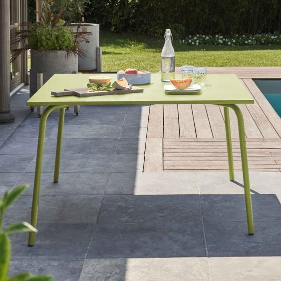 Table de jardin carrée en métal vert - Oviala Palavas