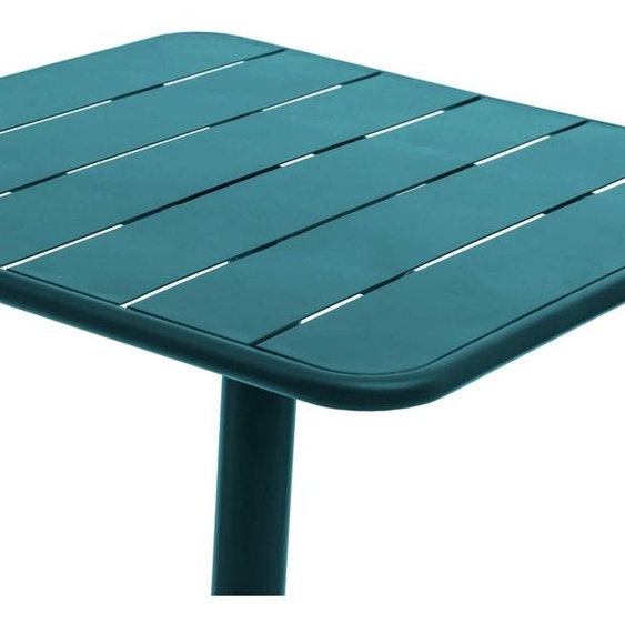 Table de jardin carrée PHUKET Bleu canard 2 places - Acier traité époxy, Traitement antirouille renforcé Hespéride
