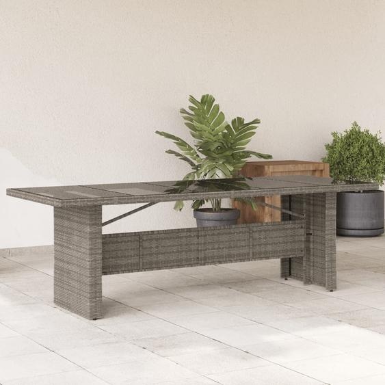 Table de jardin design avec plateau en verre Gris 240x90x75 cm Poly Rattan, Tables de jardin 2024 Nouveau