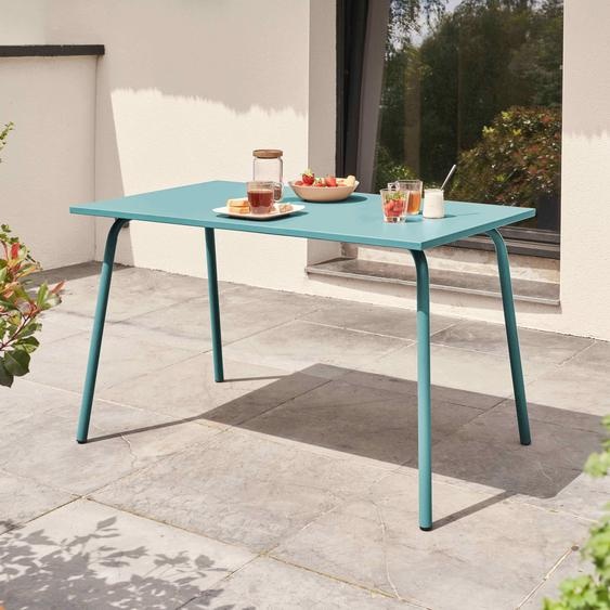 Table de jardin en acier 120 x 70 cm turquoise - Oviala Palavas