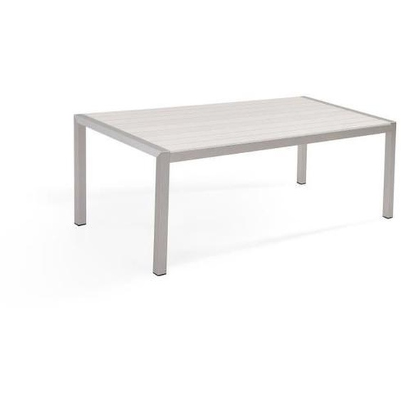 Table de jardin en aluminium et bois synthétique blanc 180 x 90 cm VERNIO - BELIANI - Urbain - Rectangulaire