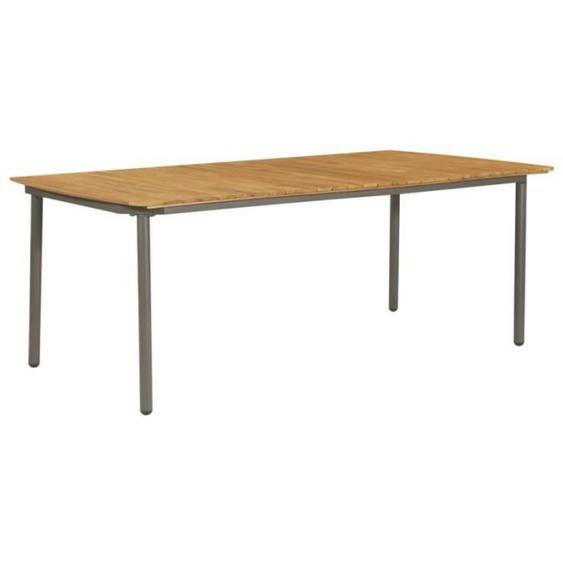 Table de jardin en bois dacacia et acier - VidaXL - Rectangulaire - Marron - 200x100x72 cm
