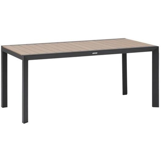 Table de jardin Évasion effet bois honey graphite 6 places lates en aluminium - Hespéride - Gris graphite