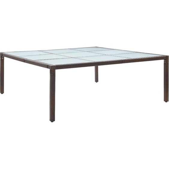 Table de jardin exclusive, couleur marron, dimensions 200x200x74 cm, en résine tressée