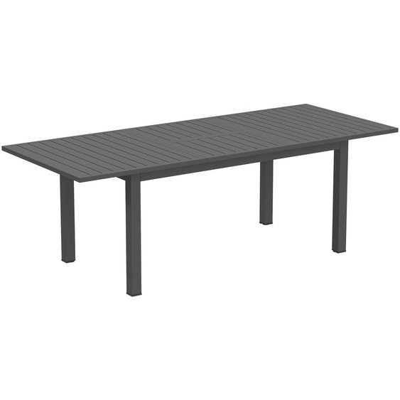Table de jardin extensible en aluminium, gris – 160/220 x 90 cm – Table de terrasse résistante aux intempéries pour 6 à 8 personnes – Table à manger moderne pour lextérieur et le balcon