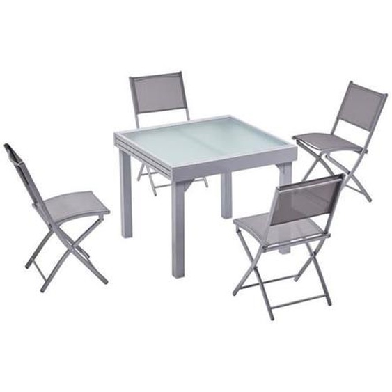 Molvina 4 : table de jardin extensible en aluminium 8 personnes + 4 chaises