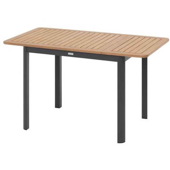 Table de jardin extensible Folya en aluminium lin et argile traité époxy 4 places - Eucalyptus / Graphite - Hespéride