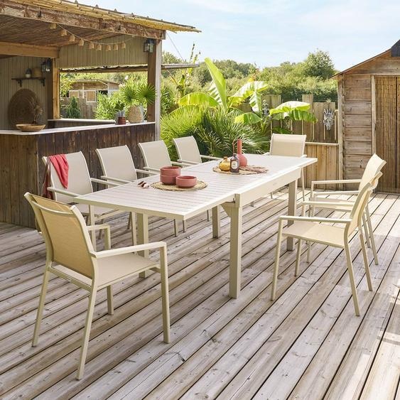 Table de jardin extensible PIAZZA Argile 10 places - Aluminium traité époxy Hespéride