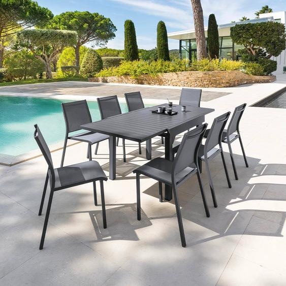 Table de jardin extensible PIAZZA Graphite 8 places - Aluminium traité époxy Hespéride