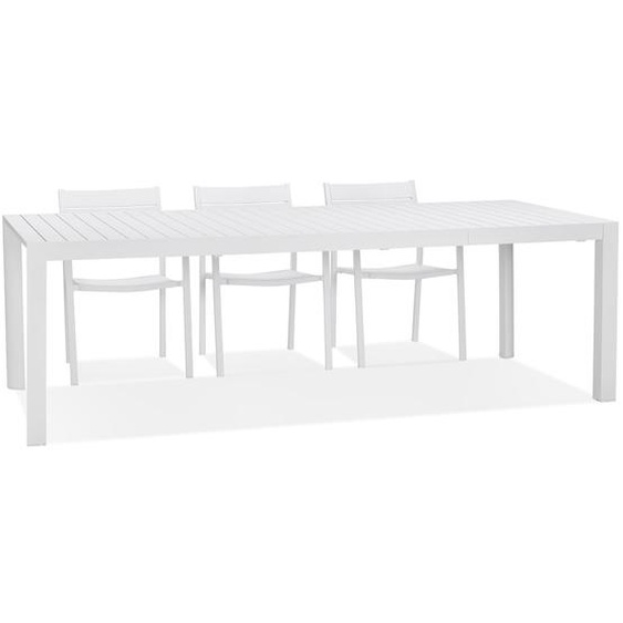 Table de jardin extensible SAMUI en aluminium blanc mat - 180(240)x100 cm