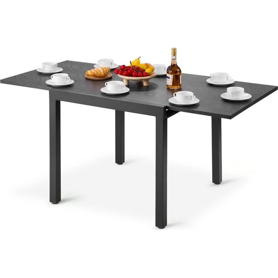 Table de jardin extensible - table de terrasse & balcon - longueur 80-160 cm - acier carbone & aluminium - résistant aux intempéries - capacité de charge 68 kg - pour jardin terrasse balcon - gris foncé
