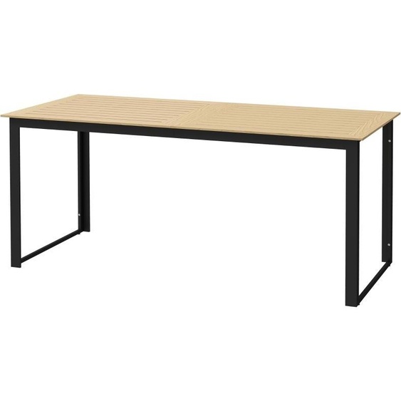 Table de jardin Fortuna Lai en métal 175 x 78 cm Table de balcon résistante aux intempéries, aspect bois, design à lamelles Table de buffet Table de camping pour 6 personnes Table de terrasse Table à manger dextérieur pour jardin, terrasse, balcon Noir
