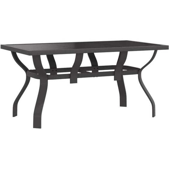 Table de jardin Gris et noir 140x70x70 cm Acier et verre