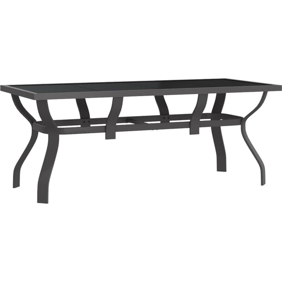 Table de jardin Gris et noir 180x80x70 cm Acier et verre