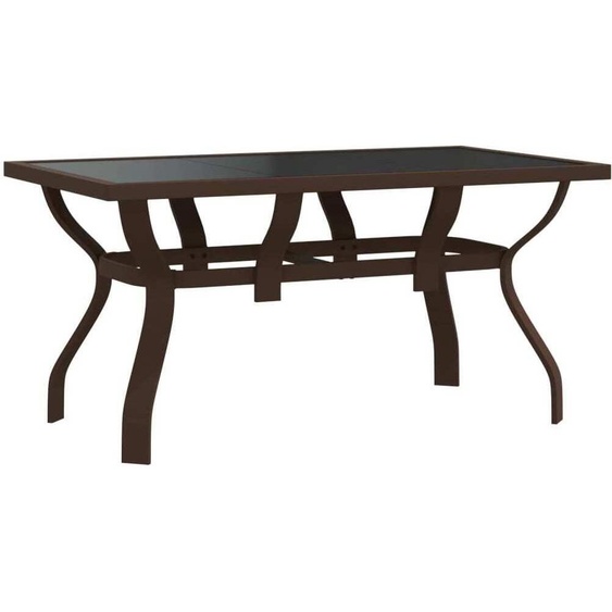 Table de jardin marron et noir 140x70x70 cm acier et verre