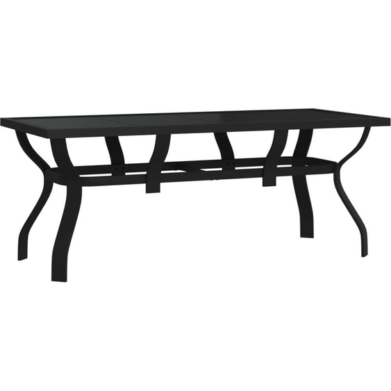Table de jardin noire 180x80x70 cm acier et verre