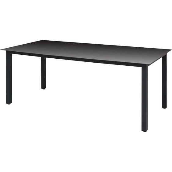 Table de jardin Noir 190x90x74 cm Aluminium et verre