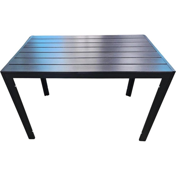 Table de jardin plastique - 110x70x73cm - Noir - Cadre aluminium - Plateau de table WPC - Résistant aux intempéries - Pour balcon, terrasse & jardin - Rectangulaire