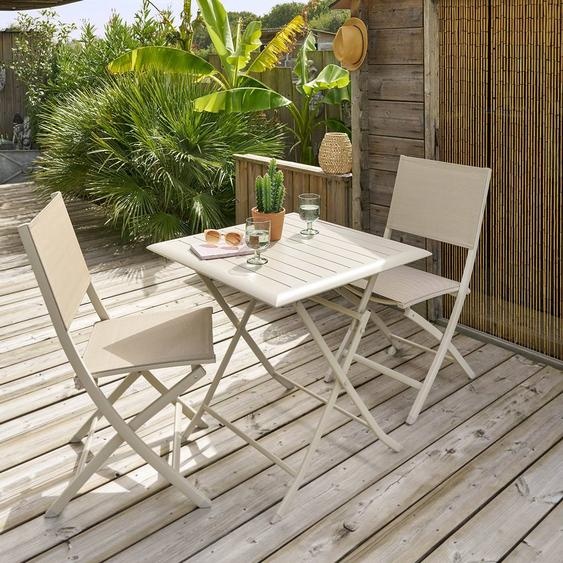 Table de jardin pliante carrée AZUA Argile 2 places - Aluminium traité époxy Hespéride