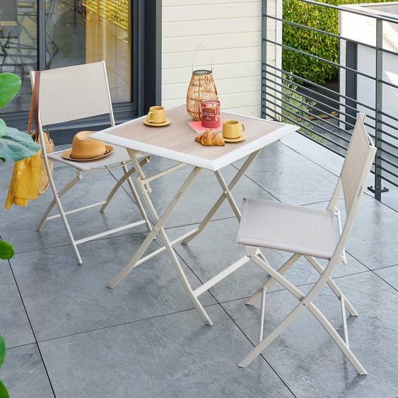Table de jardin pliante carréee AZUA Epeautre / Argile 2 places - Aluminium traité époxy, Verre Hespéride