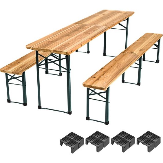 Table de jardin pliante RALF 220 x 50,5 x 77,5 cm avec bancs - marron