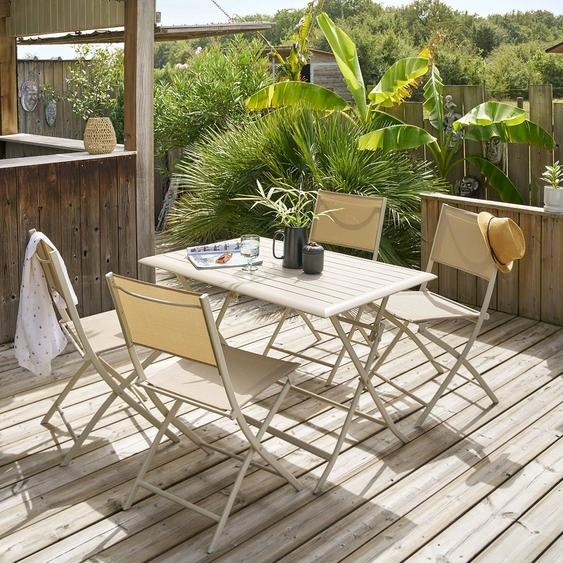 Table de jardin pliante rectangulaire AZUA Argile 4 places - Aluminium traité époxy Hespéride