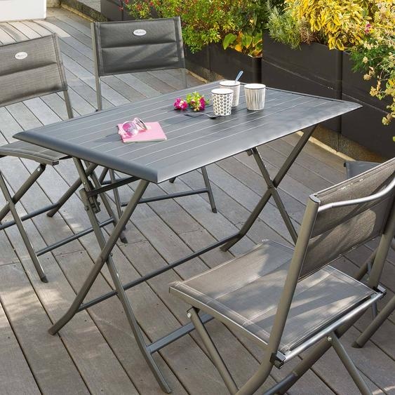 Table de jardin pliante rectangulaire AZUA Graphite 4 places - Aluminium traité époxy Hespéride