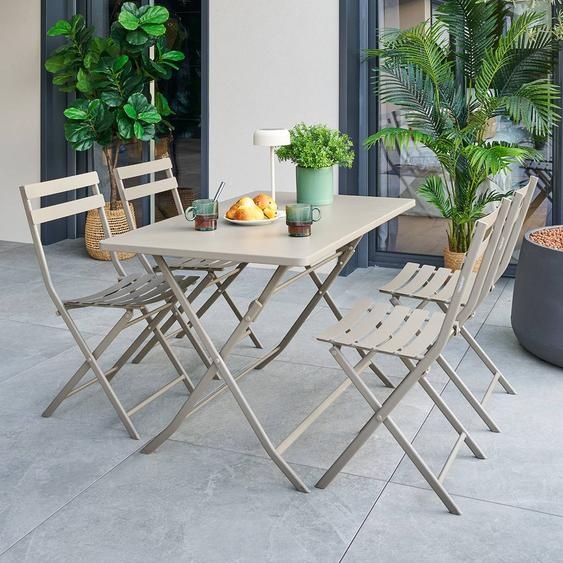 Table de jardin pliante rectangulaire GREENSBORO Café 4 places - Acier traité époxy, Traitement anti-rouille renforcé Hespéride