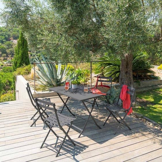 Table de jardin pliante rectangulaire GREENSBORO Graphite 4 places - Acier traité époxy, Traitement antirouille renforcé Hespéride