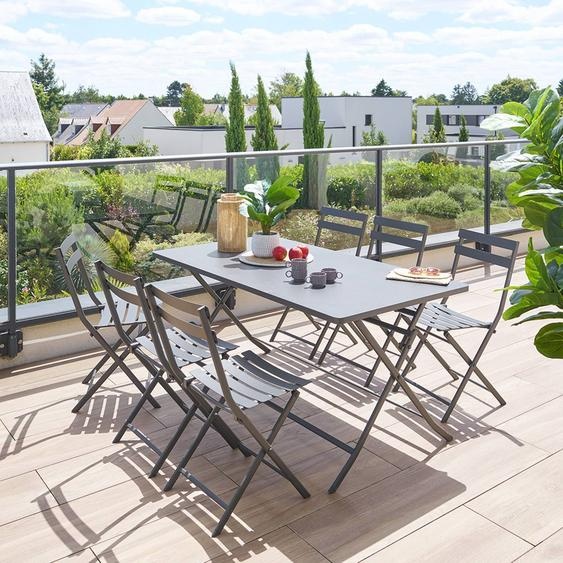 Table de jardin pliante rectangulaire GREENSBORO Graphite 6 places - Acier traité époxy, Traitement antirouille renforcé Hespéride