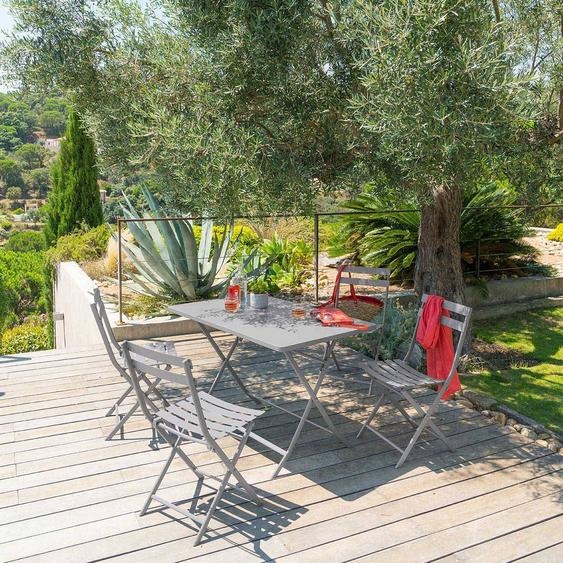 Table de jardin pliante rectangulaire GREENSBORO Gris quartz 4 places - Acier traité époxy, Traitement antirouille renforcé Hespéride