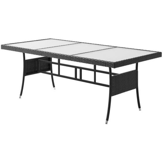 Table de jardin polyrotin plateau en verre dépoli aspect satiné hauteur réglable résistant aux intempéries UV Table à manger