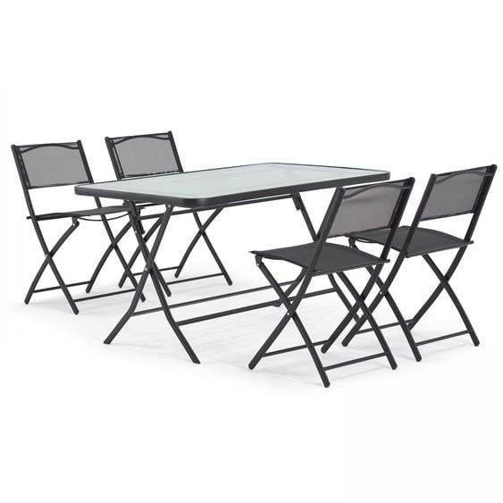 Table de jardin rectangulaire 130 x 80 cm et 4 chaises pliantes