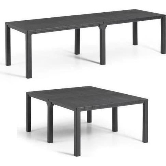 Table de jardin - Rectangulaire - Coloris : gris graphite - En résine - Modulable 3 en 1 - JULIE DOUBLE - Allibert by KETER