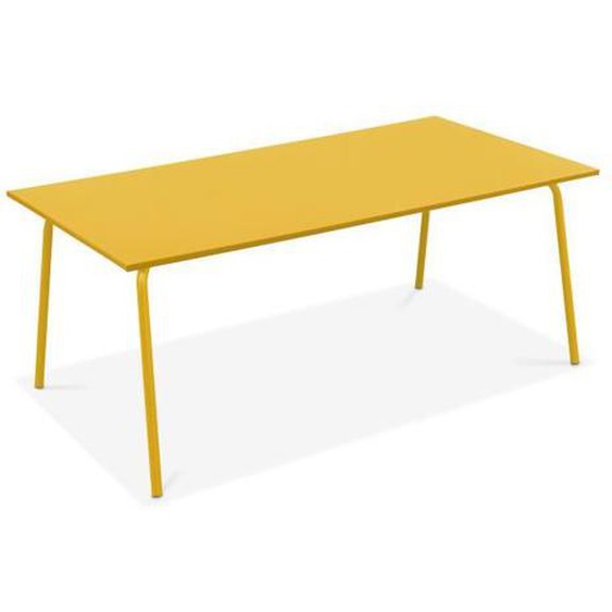 Table de jardin rectangulaire en métal jaune