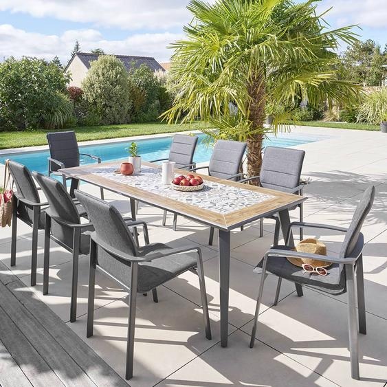 Table de jardin rectangulaire LAMBADA Céramique   Graphite 8 places - Acier traité époxy et électrodéposition, Hespéride