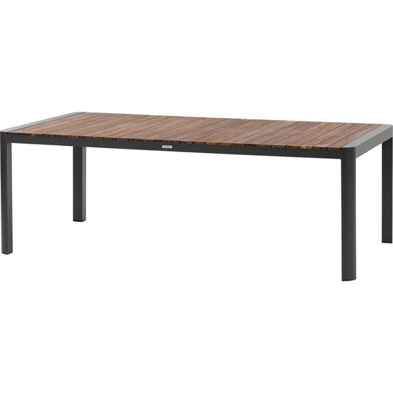 Table de jardin rectangulaire PARADIZE Effet Noyer   Graphite 10 places - Aluminium, Acacia certifié FSC® Hespéride