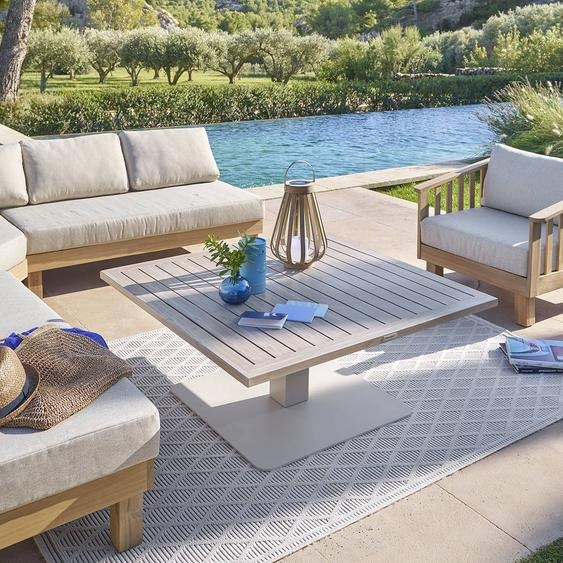 Table de jardin relevable carrée SALIMIA Argile   Lin 110 x 69 cm - Aluminium traité époxy Hespéride