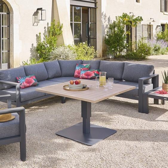 Table de jardin relevable carrée SALIMIA Graphite   Honey 110 x 69 cm - Aluminium traité époxy Hespéride