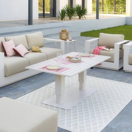 Table de jardin relevable rectangulaire SALIMIA Avoine 150 x 80 69 cm - Aluminium traité époxy Hespéride
