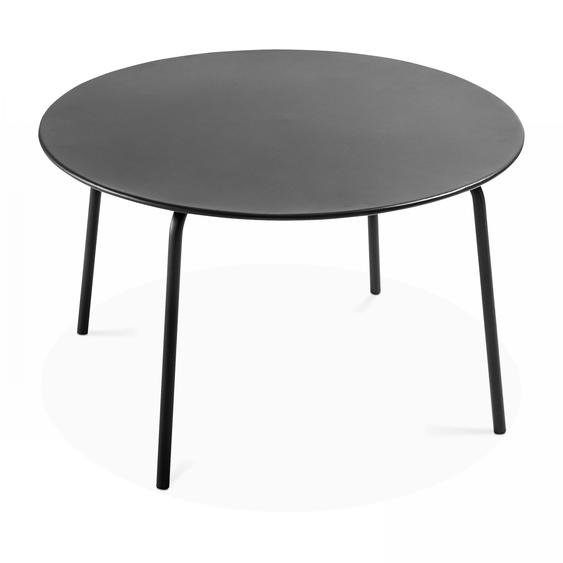 Table de jardin ronde en acier anthracite 120 x 72 cm - Oviala Palavas