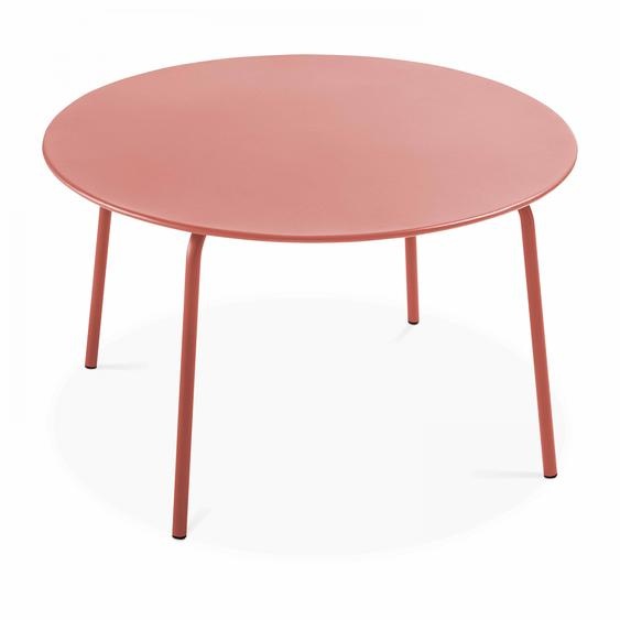 Table de jardin ronde en acier argile 120 cm - Oviala Palavas