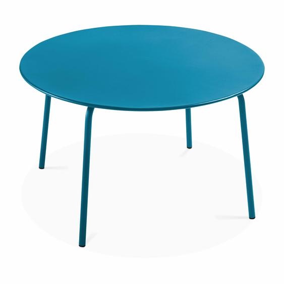 Table de jardin ronde en acier 6 places 120 cm bleu pacific - Oviala Palavas