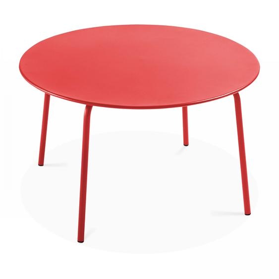 Table de jardin ronde en acier rouge 120 x 72 cm - Oviala Palavas